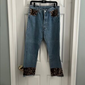 Vintage Arden B Levi Leopard Accent Blue Jeans, medium, 1990s